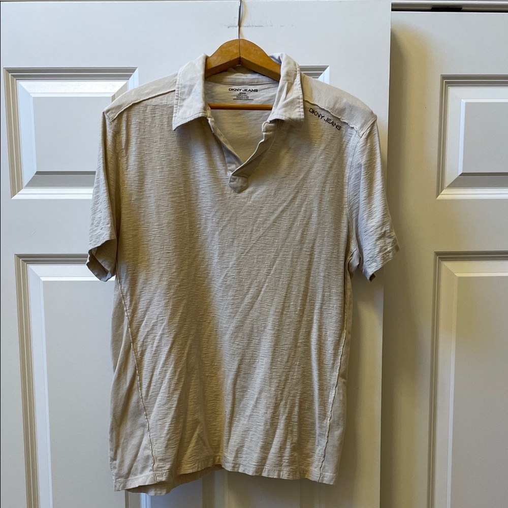 DKNY Men's Light Beige Polo Shirt